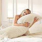 Mosluna 100% Coton Waffle Weave Body Pillow Pillowcase 1 Pack, Ultra Soft Aesthetic Body Pillow Cover, Breathable & Skin-Friendly Large Long Pillow Case Without Insert, 20 X 54 in., Beige