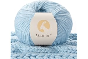 GISIMO 100% Merino Wool Yarn, 6-Ply Luxurious and Soft Yarn for Hand Knitting & Crocheting, 1.76 OZ/50g, 127 yds/116 Meters (Sky Blue, 1 Ball)