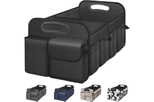 Femuar Car Trunk Organizer with Large Capacity Waterproof Car Accessories for Women & Men, Collapsible Trunk Organizer for Suv/Jeep/Sedan (Black, Standard)