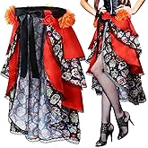 Xtinmee Women Day of The Dead Costume Accessories Halloween Tie on Bustle Skirt Day of The Dead Skull Dress for Women