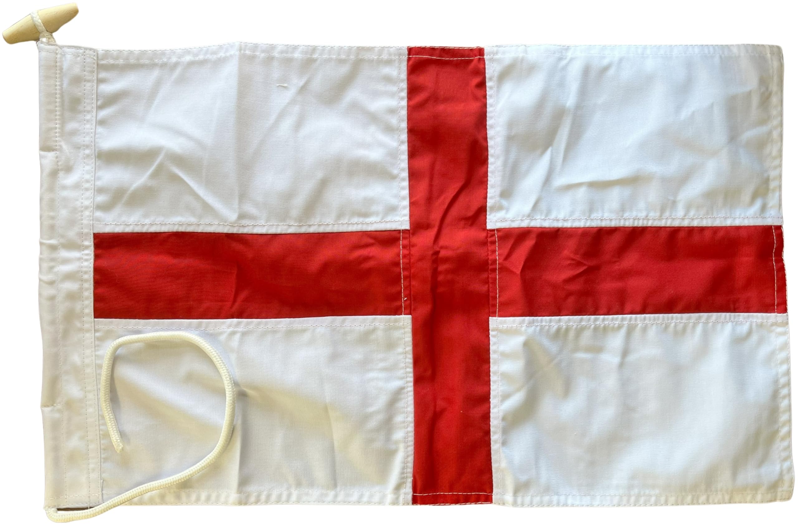 NWFlags Sewn England Flag | 1.5ft x 1ft Rope & Toggle | 18"x12" Stitched Small England Cross of St George Flag
