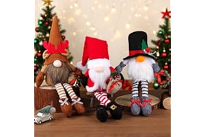 BWFY 3PCS Christmas Gnomes Plush,Long Leg Faceless Swedish Handmade Santa Plush Doll, Antler Gnome Rudolph Figurine Ornament for Home Holiday Party Gifts,Hotel, mall, Window Decoration,2025