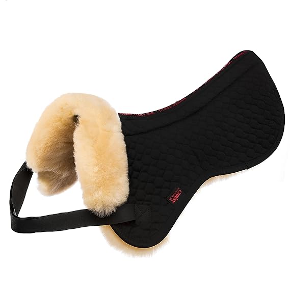 CHRIST Lammfell Sattelpad Ultra Sattelkissen aus Echtem Fell mit Wirbelsäulenfreiheit, (Kein Schaffell Entlang des Wirbelkana