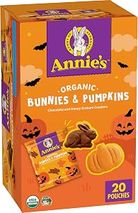Annie's Organic Bunnies & Pumpkins Halloween Graham Cracker Snacks, 20 ct | Chocolate and Honey Flavors, Individually Wrapped