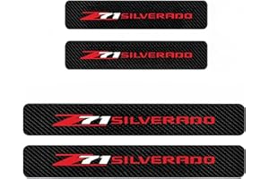 BUGUANGJIAN 4PCS Door sill Fiber Style Decal enhances The Rugged Look of The Door Entry Protection Trim for GMC Colorado Tahoe Suburban Silverado Sierra 1500 Compatible with Z71 Accessories (RED)