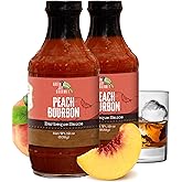 Green Jay Gourmet BBQ Sauce - Peach Bourbon - All-Natural Barbecue Sauce with Peaches, Gourmet Spices, Tomato Paste & More - Gourmet Barbecue Spread for Meats, Veggies & Other Foods - 2 x 19 Ounces