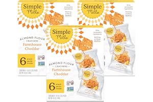 Simple Mills Almond Flour Crackers, Farmhouse Cheddar Snack Packs - Gluten Free, Healthy Snacks, 4.9 Ounce (Pack of 3)