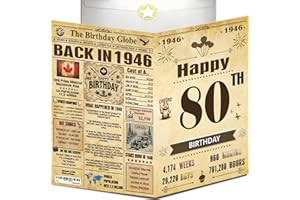 80th Birthday Card for Women Men - Back In 1946 Newspaper - 80th Happy BIRTHDAY card - 80 th birthday gift for Her Him - JUMB