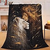 Flintis Lion and Lioness Blanket Lions Decor Animal Print Throw Blanket Gifts for Girls Boys Warm Super Soft Plush Lightweight Fleece Flannel Couch Bedding Blankets for Kids Adults Women Men 50"X40"