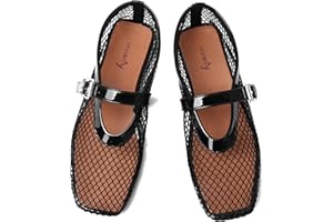 vivianly Mesh Ballet Flats Shoes for Women Flats Comfortable Dressy Round Toe Mesh Flats Fishnet Mary Jane Flats for Events Party Leisure