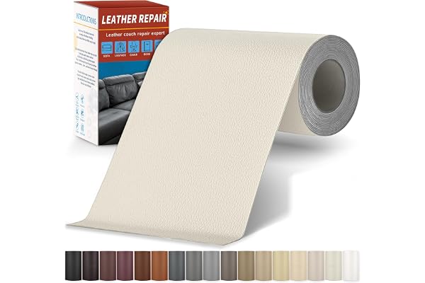 Leather Repair Patch, Self Adhesive Leather Repair Tape Kit Milky White | 4" x 79" Leather Patches for Couches, Waterproof Vi