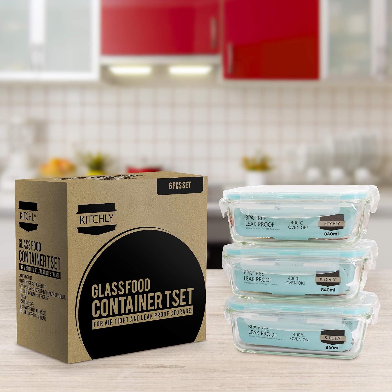 KICHLY Glass meal prep containers, Set of 16pcs (8 Containers and 8 Lids) - Image 3
