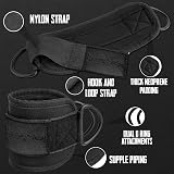 EVO Fitness Ankle Straps Padded Cable Machine for Glute Training Matt Black view 2