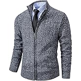 Msmsse Men's Cardigan Sweaters Full Zip Knitted Sweater for Men