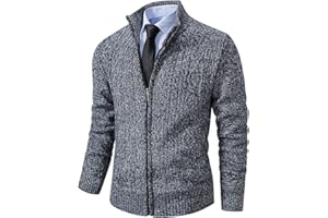 Msmsse Men's Cardigan Sweaters Full Zip Knitted Sweater for Men