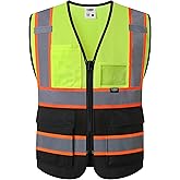 JKSafety Safety Vest for men women Hi Vis Vest with Pockets and Zipper Class 2 High Visibility Meet ANSI Standard(BX320