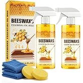 Beeswax Wood Polish Spray, Beeswax Essential Oil Wax, Natural Beeswax Spray, Multi-Purpose Furniture Polish for Living Rooms, Wood Furniture Floors, Wood Care for Shine and Protection (2PCS*120ML)