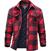 MAGNIVIT Men's Flannel Shirts Long Sleeve Quilted Flannel 5 Pockets Jacket for Men Thermal Plaid Shirt Winter Shacket