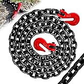 SENKEYFE 3/8" Transport Binder Chain-G80 Heavy Duty Log Chain with G70 Hooks Wll 7100 lbs|10FT Safety Tow Chains Towing Trailer Extension|Secure Working Load for Tie-Down&Lifting&Flatbed (EP Black)