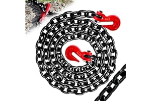 SENKEYFE 3/8" Transport Binder Chain-G80 Heavy Duty Log Chain with G70 Hooks Wll 7100 lbs|10FT Safety Tow Chains Towing Trailer Extension|Secure Working Load for Tie-Down&Lifting&Flatbed (EP Black)