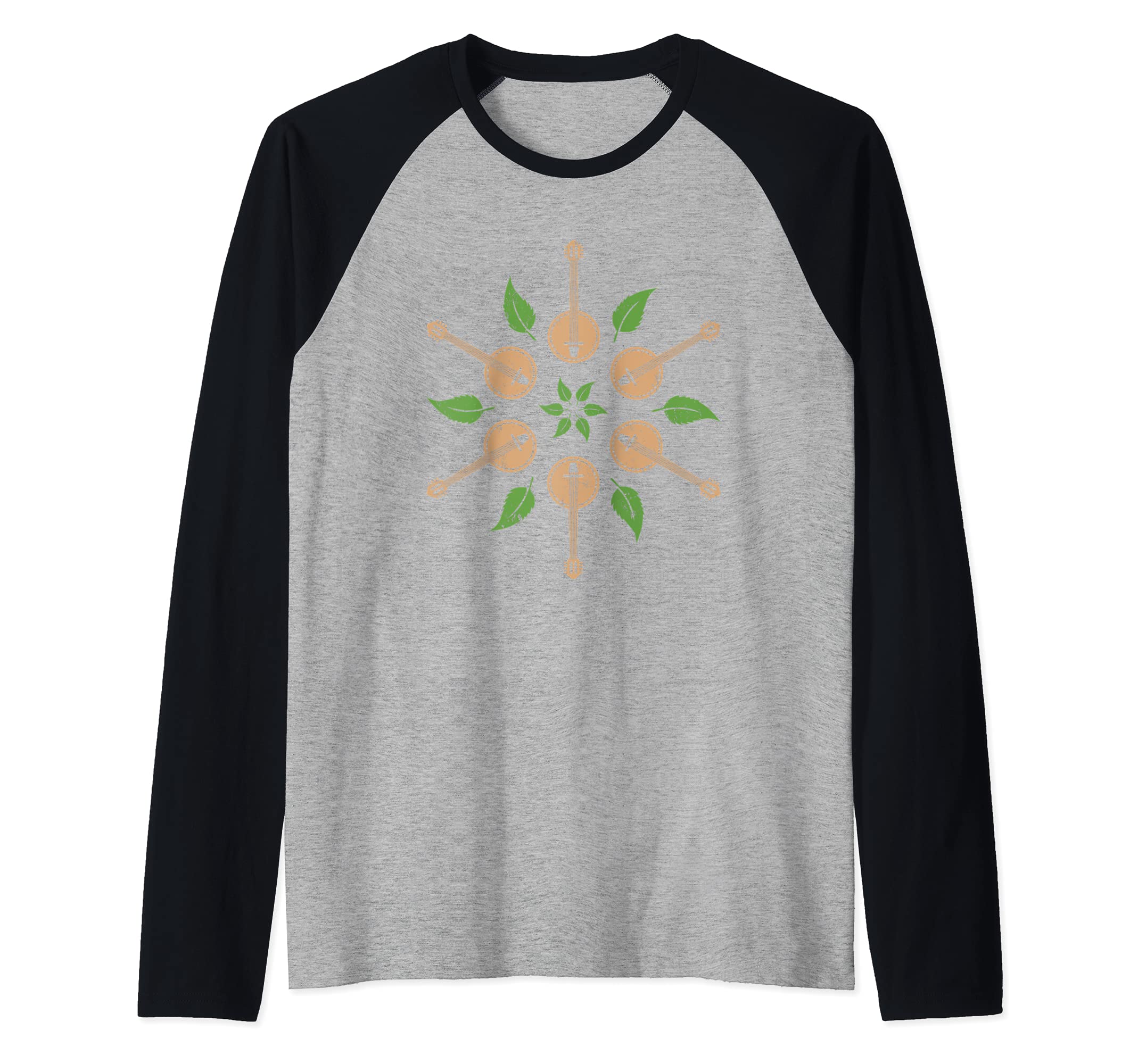 Banjo Mandala Bluegrass Banjo Guitar Raglan Baseball Tee