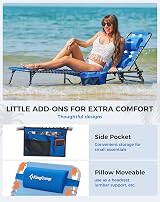 KingCamp Sun Lounger 5-Position Backrest 180 kg Heavy Duty Blue view 5