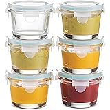 Superior Glass Food Storage Containers - Set of 6-4 Oz Containers with Airtight BPA-Free Locking Lids - Food containers - Mic