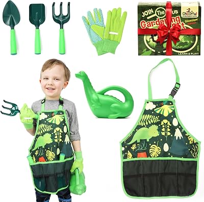 Cheerful Children Toys Kids Gardening Set with Apron Dino Unicorn Theme