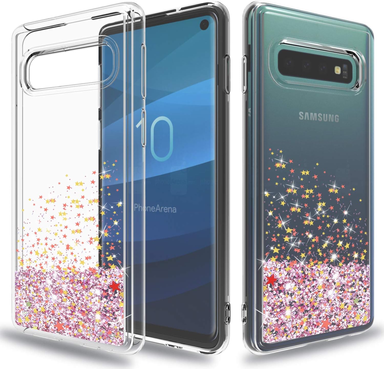 Wtiaw for:Galaxy S10 Case,Samsung Galaxy S10 Phone Case,[Quicksand Series] Flowing Liquid Floating Ultra Thin Shock Absorption Clear TPU Case for Galaxy S10-HA Pink