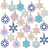 Hicarer 54 Pcs Christmas Charms for Jewelry Making, Winter Charms Enamel Snowflake Pendants for DIY Earring Necklace Bracelet, Xmas Decor Jewelry Making Crafts Supplies