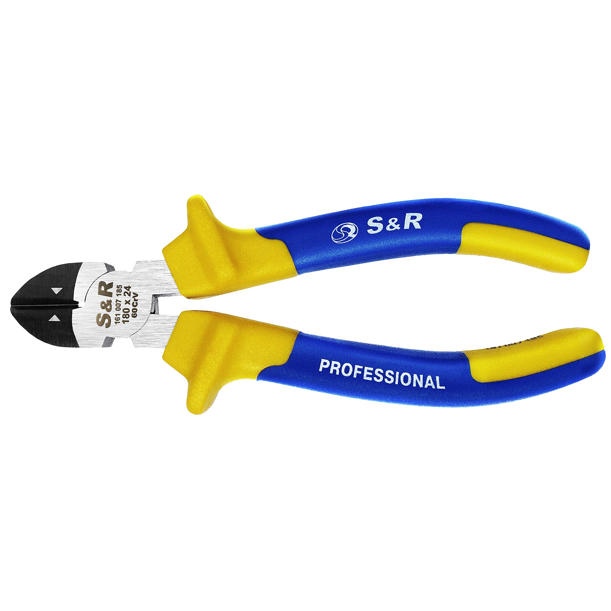 S&R Side Cutters/Wire Cutters, 180 x 24 mm, Cr.-V Steel with Multi-Component Sleeves