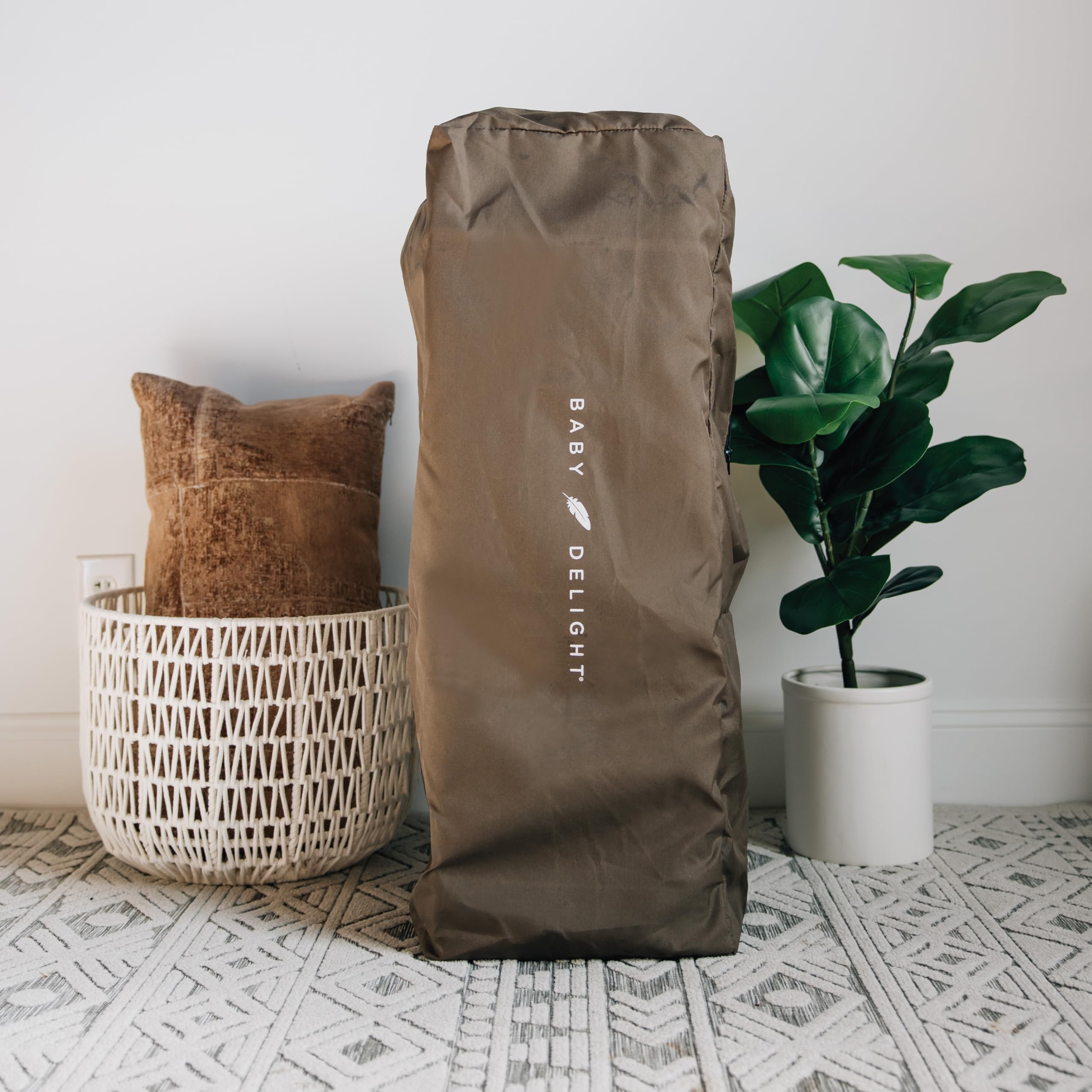 Baby Delight Lunaire Full Size Crib | Breathable Mesh Baby Crib | Tool-Free Assembly Baby Bed | 100% GOTS Certified Organic Cotton Fabric | Organic Mocha