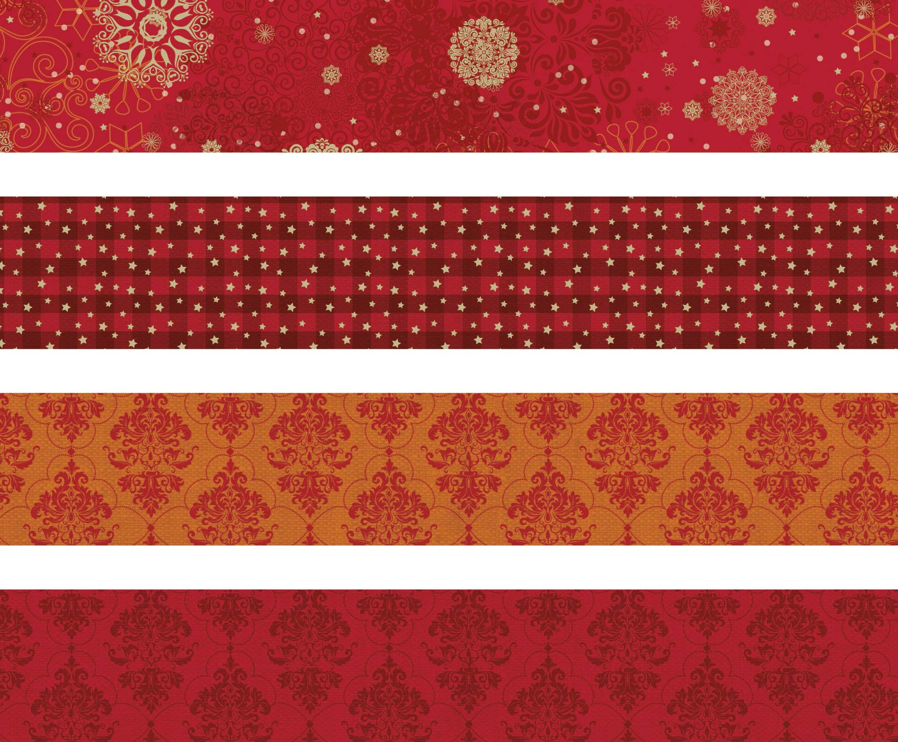 Heyda 204875523 Folding Strips Set for Froebel Stars 1 x 30 cm and 1.5 x 45 cm, 4 Designs Assorted in Two Different Sizes, Red Patterned