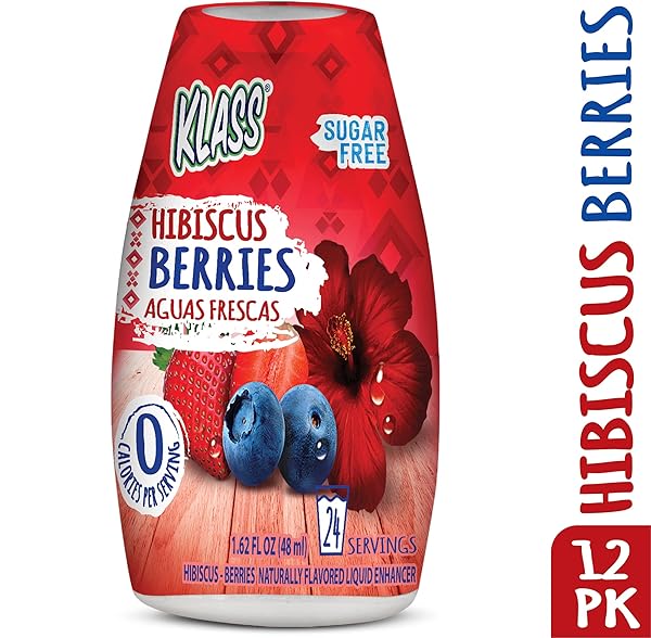 KLASS AGUAS FRESCAS WATER ENHANCERS, HIBISCUS BERRIES, 1.62 OUNCES (PACK OF 12, MAKES 24 SERVINGS EACH)