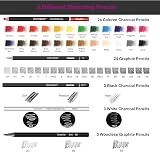 HIFORNY 126 Pcs Drawing Kit Sketch Pencil Set with 3-Color Sketchbook view 4