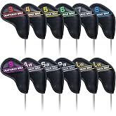 CRAFTSMAN GOLF 12pcs or 1pc Black Leather Golf Iron Head Covers Set Headcover Colorful Number Embroideried for Callaway Ping Taylormade Cobra Also Custom Version w/Your Name