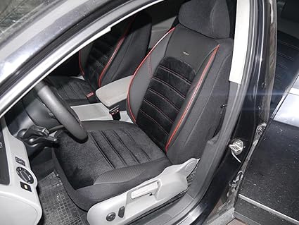 Sitzbezüge k-maniac | Universal Schwarz Rot | Autositzbezüge Set Komplett | Autozubehör Innenraum | Auto Zubehör für Frauen u