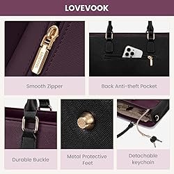 LOVEVOOK Laptop Tote Bag for Women,Leather Work