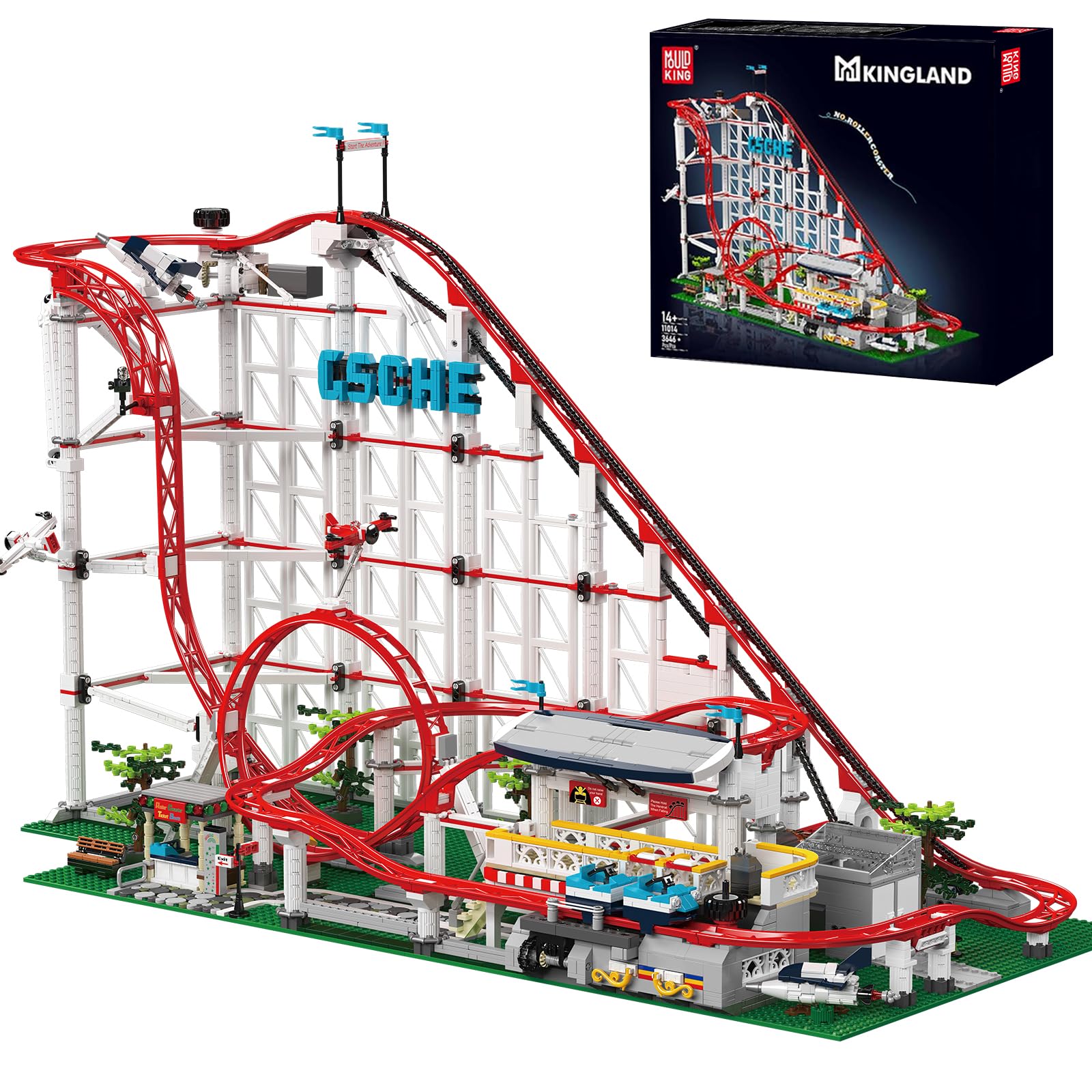 Photo 1 of Mould King 11014 Roller Coaster Building Kit, Amusement Park Funfair Track Construction Blocks Toys with Motors, Ideal Gift Toy for Adult/Kids Age 8+ (3646 Pieces)