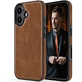 LOHASIC for iPhone 16 Case, Luxury Elegant Leather Soft Grip Full Body Protective Men Women Phone Cases Back Cover for iPhone 16, 6.1" 2024 New Released, Brown