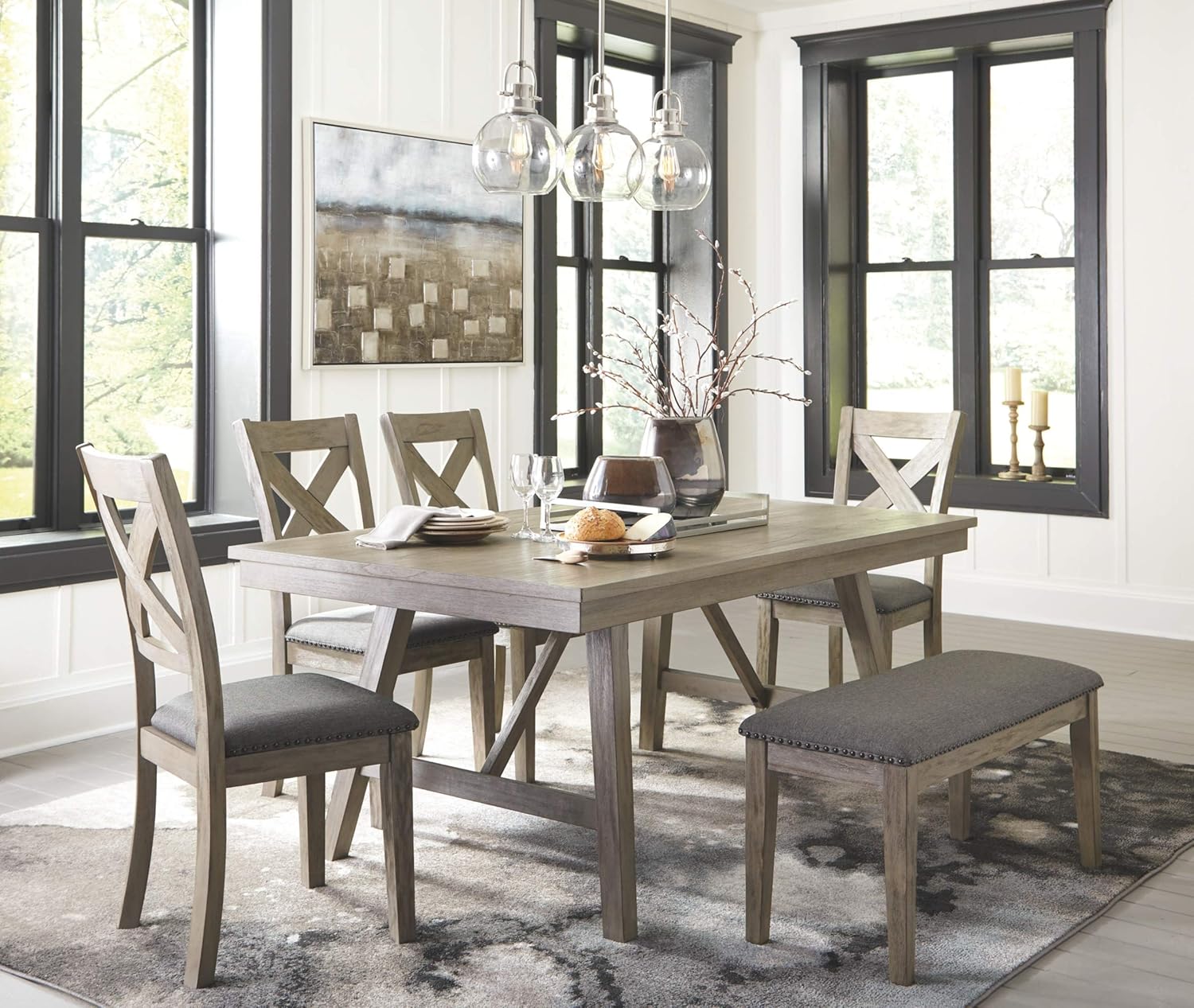 Signature Design by Ashley Aldwin Dining Room Bench, Gray - Table & Chair Sets