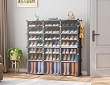 HOMIDEC 7 Tier Plastic Shoe Rack Cabinet with Doors Black 42 Pair view 2