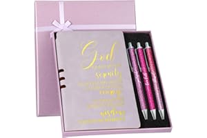Spakon 5 Pcs Christian Gifts for Women Prayer Journal for Women Christmas Religious Gifts Leather Journal 3 Ballpoint Pens with Box for Christian Planner Pastors Godmother Sunday School，Purple