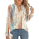 Micoson Womens Tops Dressy Casual Long Sleeve Business Knit T Shirts V Neck Pleated Work Blouses Loose Fall Trendy Clothes