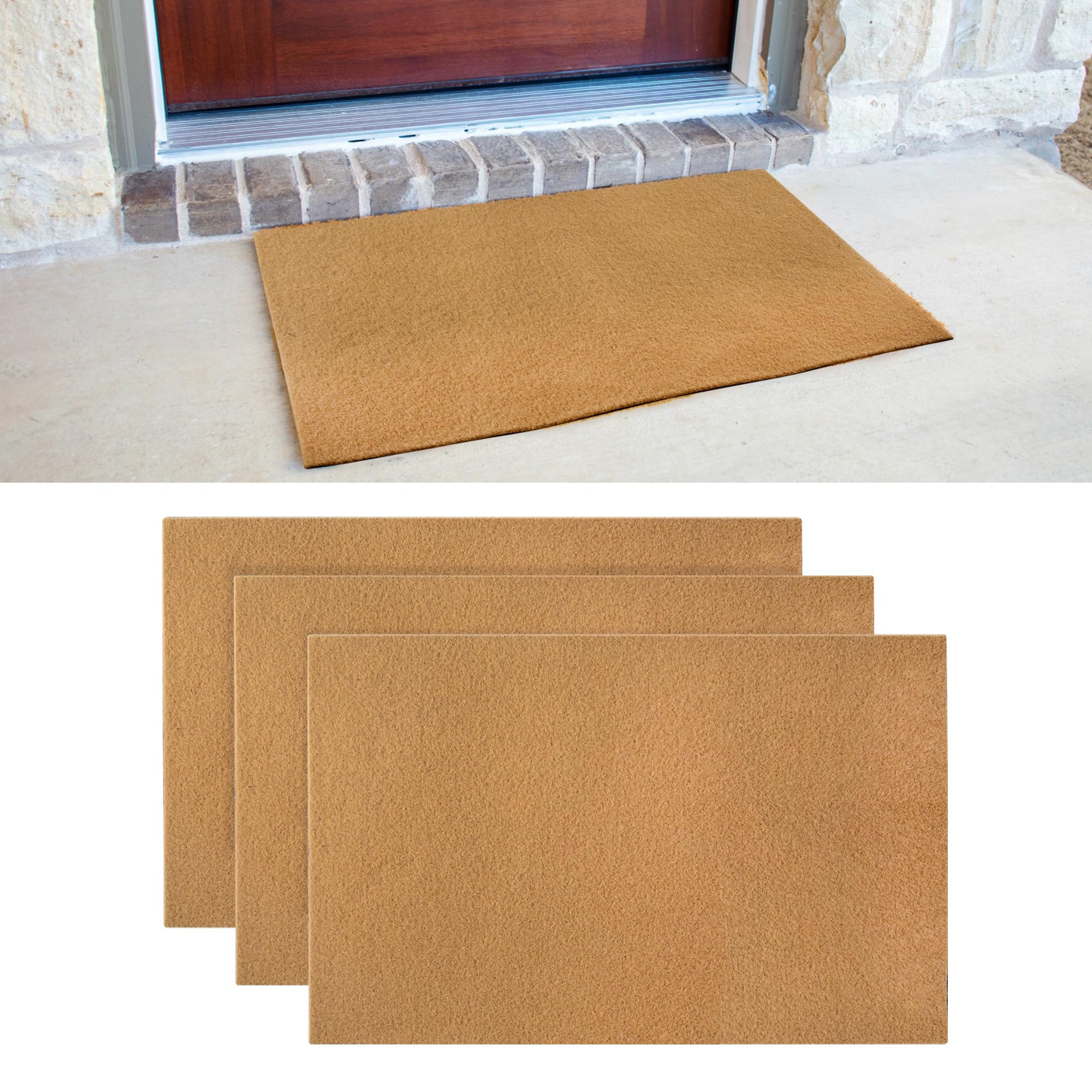 Photo 1 of 3 Pack Blank Door Mats, 30x17 Inch Artificial Coir Doormats Outdoor for Crafting, Plain Door Mat for Painting, Welcome Mat for Indoor/Outdoor Use, Front Porch, Entryway, Non-Slip Rubber Backing