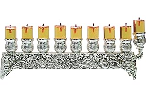 Ner Mitzvah Silver Plated Oil Wall Menorah, Fits Standard Chanukah Oil Cups and Large Candles for Indoor Use, 3 inch High