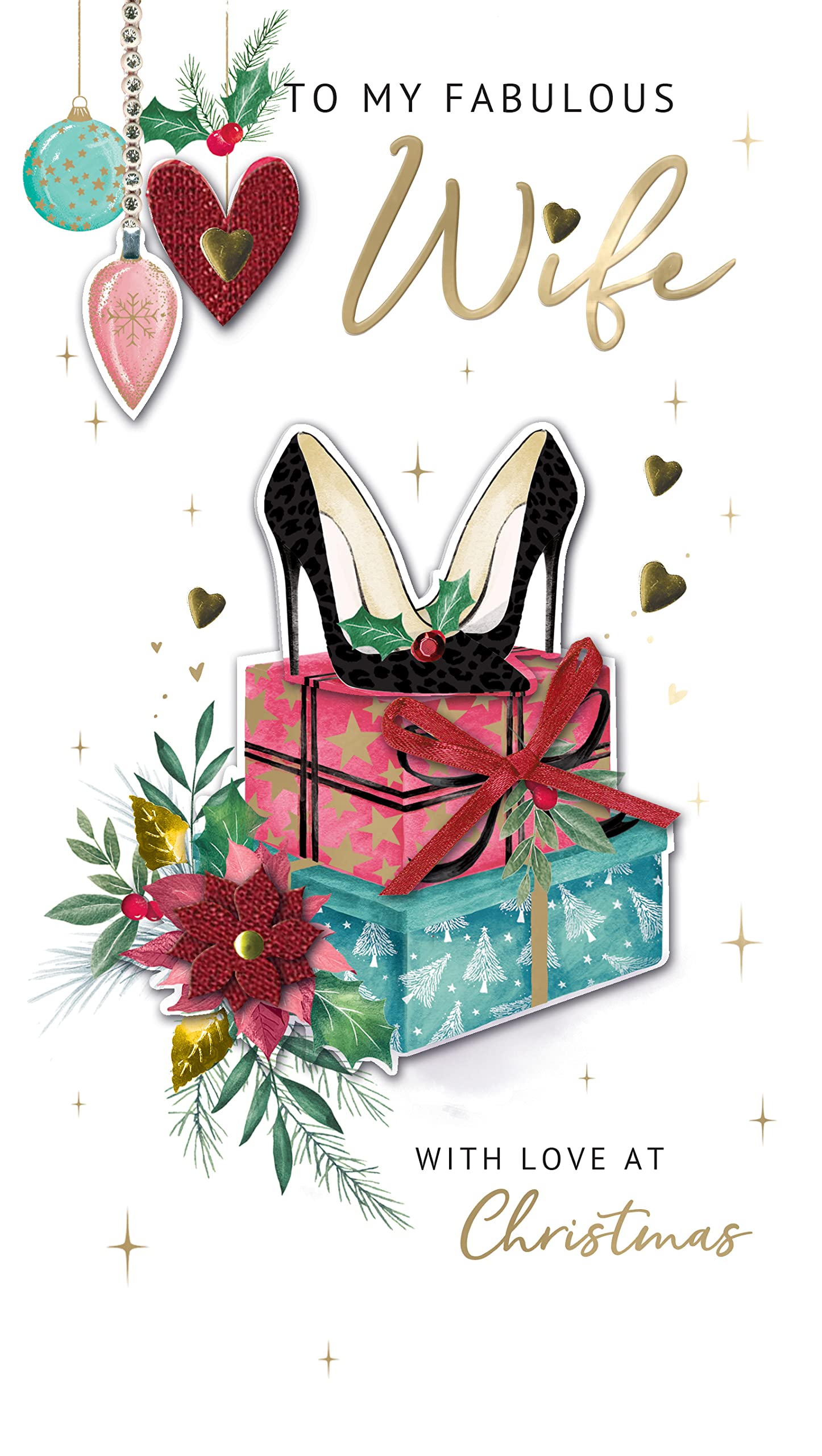 To My Fabulous Wife Embellished Christmas Card Hand-Finished Champagne Cards XCDC421