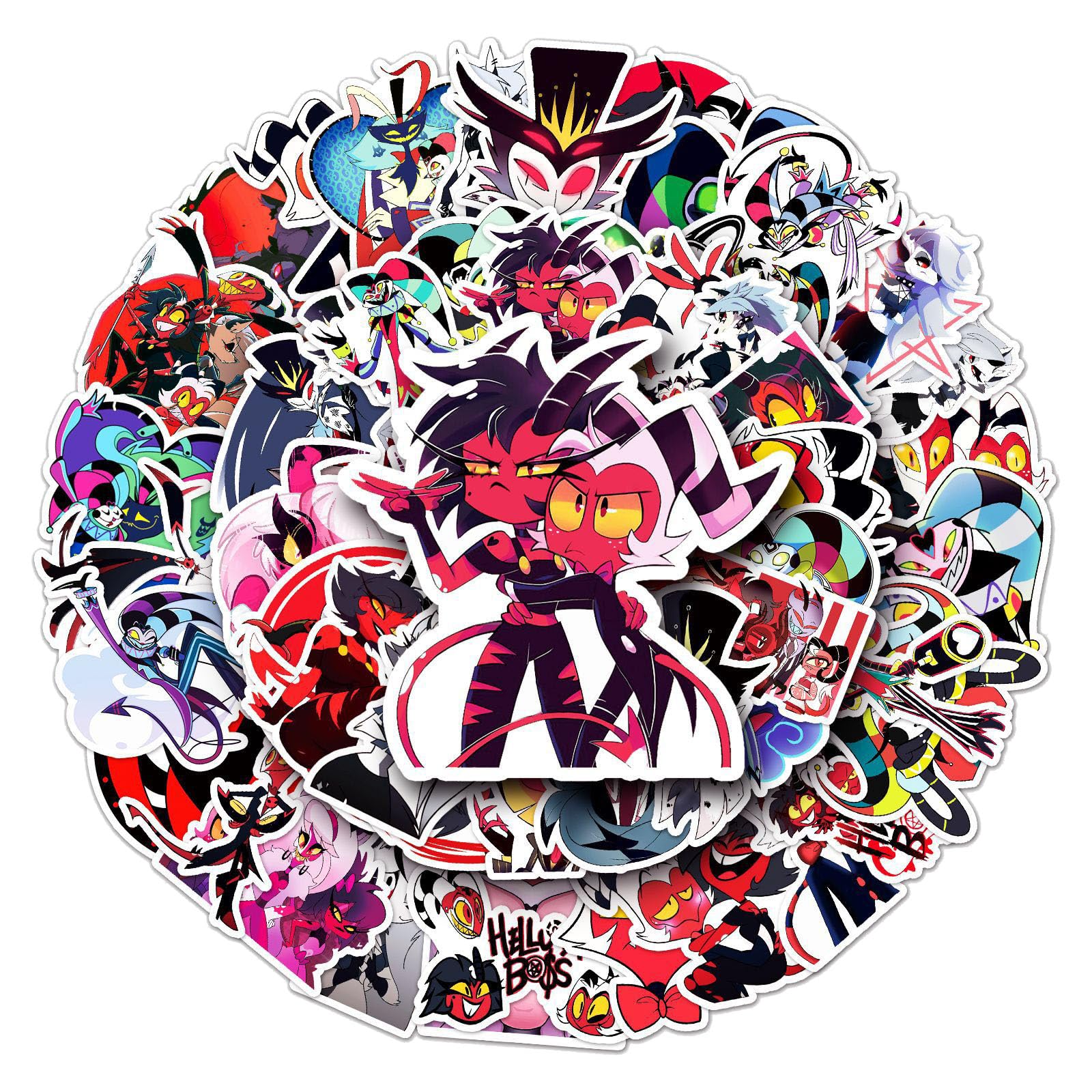50PSC Helluva Boss Stickers, Cartoon Anime Movie Stickers, Waterproof Graffiti Vinyl DIY Decals for Skateboard Laptop Guitar Luggage Skateboard, Teens and Adults