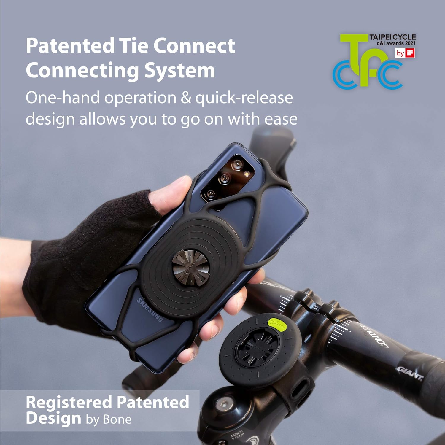 Bone Bike Tie Connect Kit, 360° Rotation Universal Bike & Motorcycle Phone Mount for Universal Stem & Handlebar, Fits 4.7"-7.2" Phones for iPhone 12 11 Pro Max Mini Samsung Galaxy S20 and More