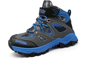 JMFCHI Kids Hiking Boots Boys Girls Outdoor Walking Climbing Sneaker Comfortable Non-slip Snow Shoes Hiker Boot Antiskid Steel Buckle Sole